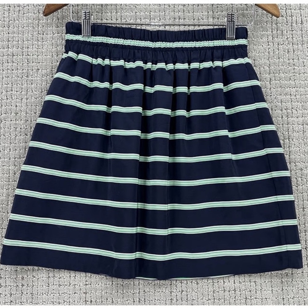 Club Monaco Navy and Mint Striped Mini Skirt XS